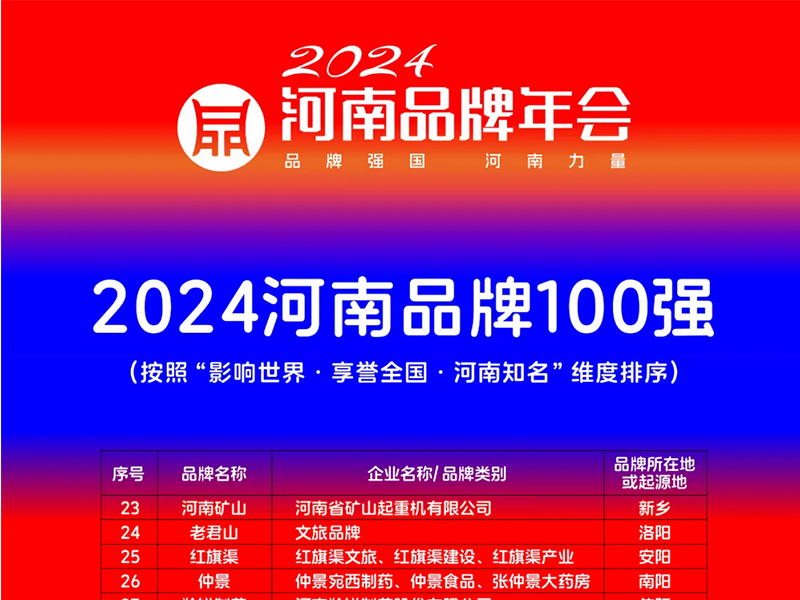 穩(wěn)居百強，行業(yè)引 領(lǐng)｜河南礦山榮登“河南品牌100強”榜單